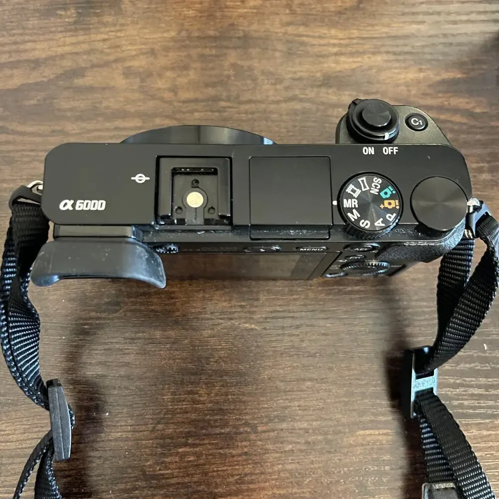 SONY A-6000 Camera PARTS ONLY 24.3mp w/ Acc. Sony Microphone + 2 Lens & More
